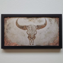 Load image into Gallery viewer, Framed Metal Artwork- Bull Skull
