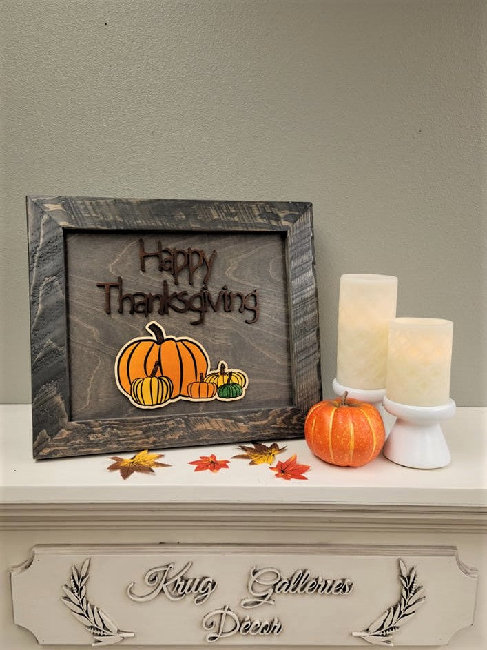 Happy Thanksgiving 3D Artwork & Frame